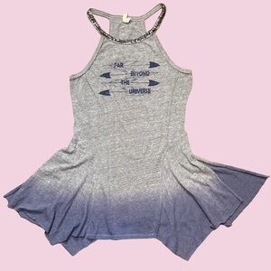 Gray and Blue ombre graphic flowy split side tank